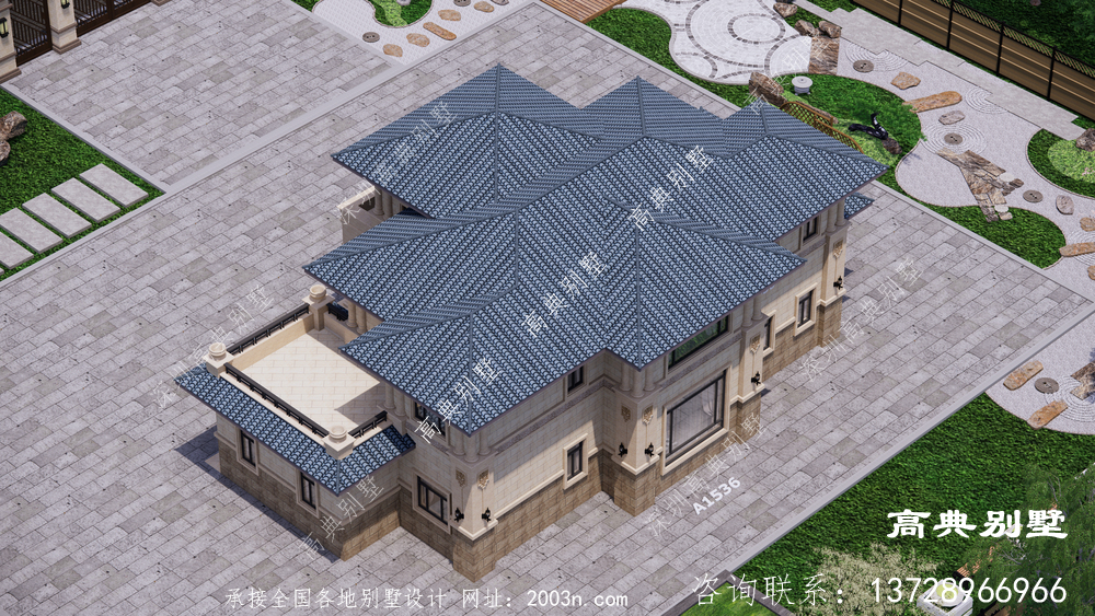 三层欧式别墅设计图纸乡村自建房全套外观效果图施工图