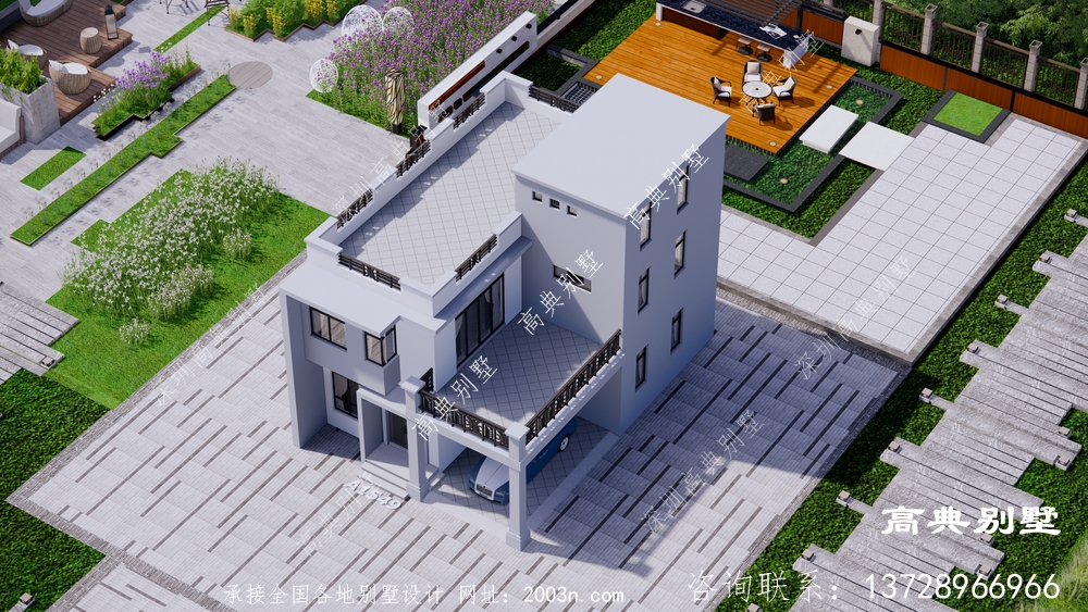 农村自建现代风格别墅设计图纸三层房屋全套施工效果图