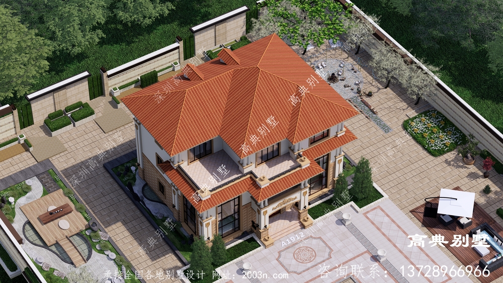 三层欧式别墅农村自建房全套建筑施工图纸外观效果图