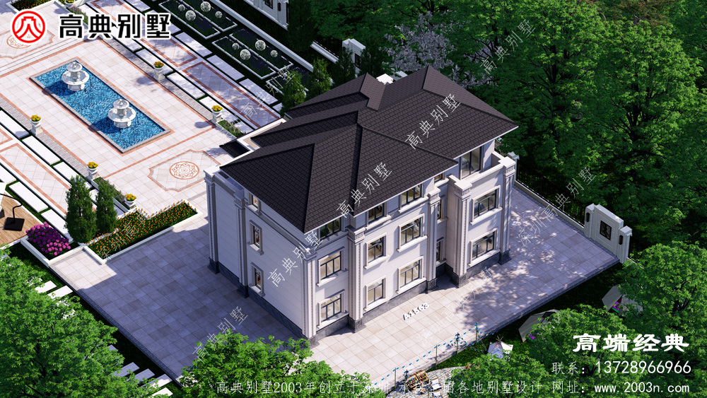 新中式别墅设计图纸三层乡村自建房效果图