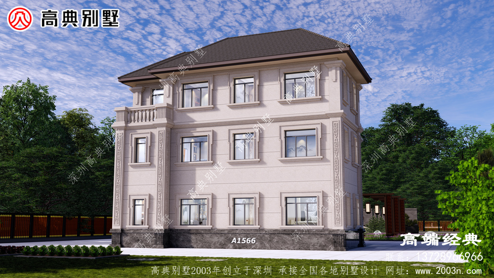 新中式三层乡村自建房效果图及全套施工图纸