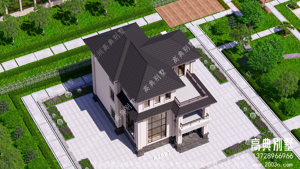 农村两层半中式别墅，不大不小刚好够用，中国人建新中式别墅接地气